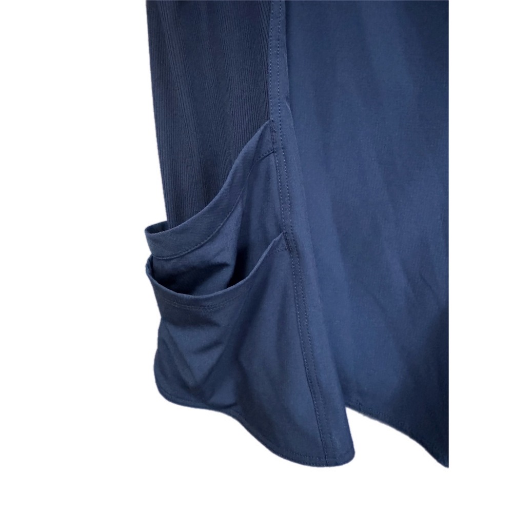 Med Couture Amp Scrub Top Womens M Navy Blue Excellent V-Neck Ribbed MC701 - Picture 4 of 10